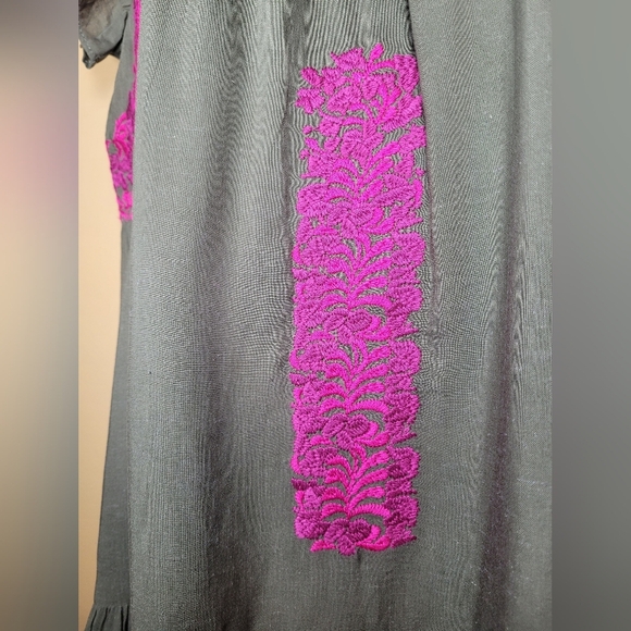 NWOT j.marie Linen Blend Isla Mae Olive Green Embroidered Tiered Boho Mini Dress - Picture 13 of 13